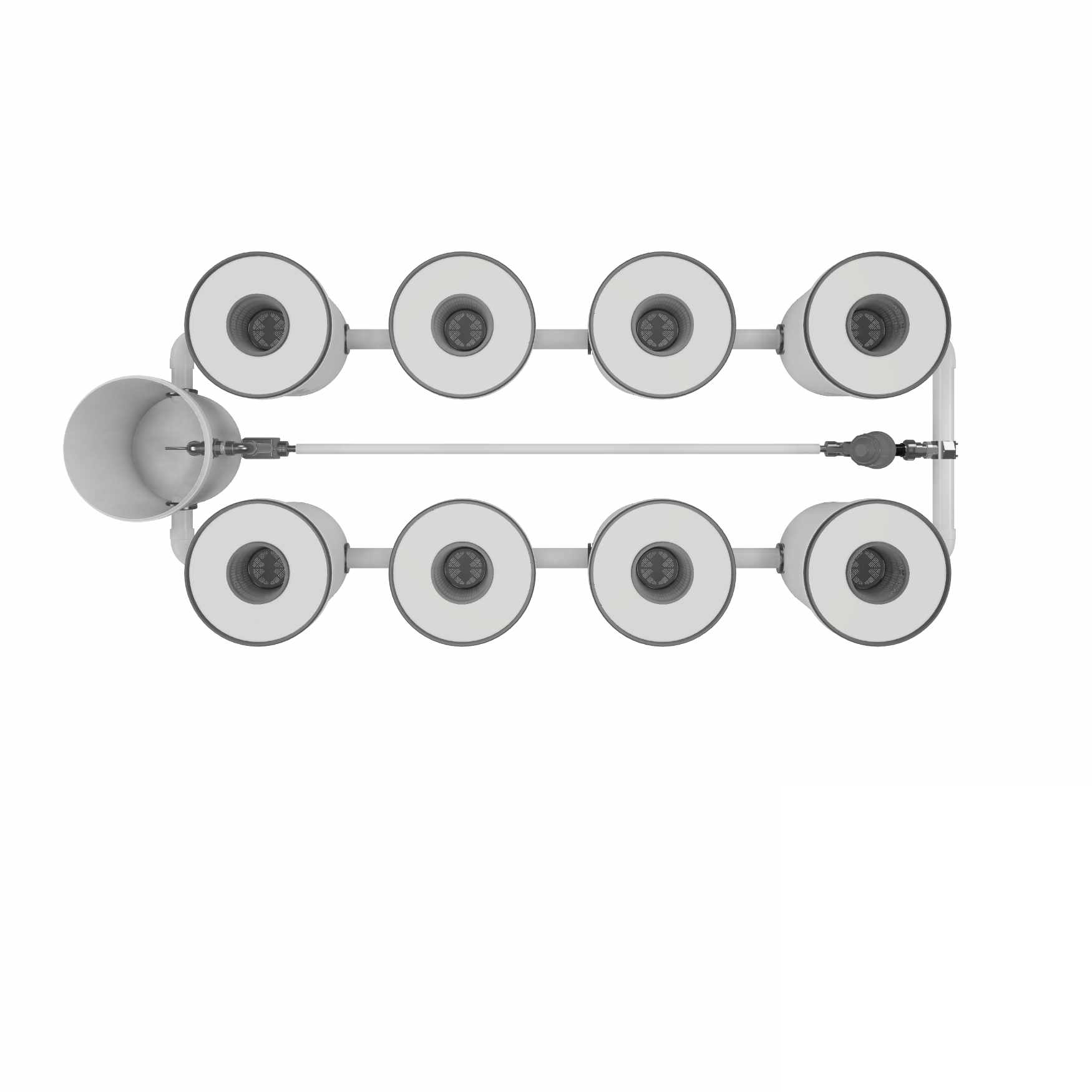 Growrilla RDWC SPRO _ 8-Topfe 19L von oben